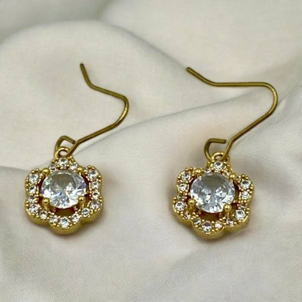 Σκουλαρίκια από ανοξείδωτο ατσάλι με στρας χρώμα χρυσό-SK-