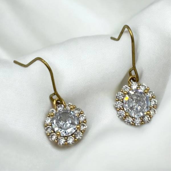 Σκουλαρίκια από ανοξείδωτο ατσάλι με στρας χρώμα χρυσό-SK-