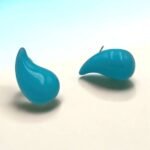 Σκουλαρίκια ατσάλινα σταγόνα με γαλάζιο σμάλτο χρώμα ασημί-SK-767