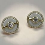 Xuping σκουλαρίκια με άσπρο σμάλτο και στρας,χρώμα χρυσό-SK-