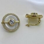 Xuping σκουλαρίκια με άσπρο σμάλτο και στρας,χρώμα χρυσό-SK-768 - Image 2