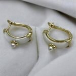 Xuping σκουλαρίκια με άσπρο σμάλτο και στρας,χρώμα χρυσό-SK-