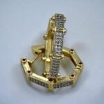 Σκουλαρίκια κρίκος ατσάλινα με ζιργκον χρώμα χρυσό-SK-774 - Image 2