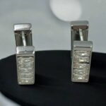 Σκουλαρίκια κρίκος ατσάλινα με πέτρες κρυστάλλου χρώμα ασημί-SK-776 - Image 2