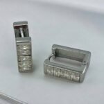 Σκουλαρίκια κρίκος ατσάλινα με πέτρες κρυστάλλου χρώμα ασημί-SK-