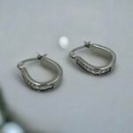 Σκουλαρίκια κρίκος ατσάλινα με πέτρες κρυστάλλου χρώμα ασημί-SK-