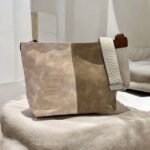 Τσάντα χιαστί τρίχρωμη Μπέζ/πούρου/ταμπά-TS-