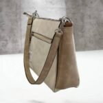 Τσάντα ώμου και χιαστί suede δίχρωμη Μπεζ-TS-1244 - Image 2