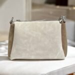 Τσάντα ώμου και χιαστί suede δίχρωμη Μπεζ-TS-