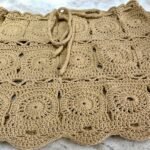 Χειροποίητη πλεκτή φούστα Μίνι με βελονάκι , χρώμα Καμηλό - Image 3