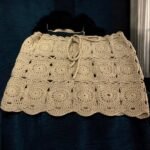 Χειροποίητη πλεκτή φούστα Μίνι με βελονάκι , χρώμα Καμηλό