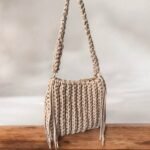 Χειροποίητη πλεκτή τσάντα με νήμα μακό, χρώμα Μπεζ-PLM-123 - Image 3