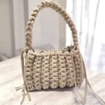 Χειροποίητη πλεκτή τσάντα με νήμα μακό, χρώμα Μπεζ της άμμου-PLM-124