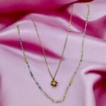 Σέτ 2 διαφορετικά κολιέ ατσάλινα πολύχρωμα,χρώμα χρυσό