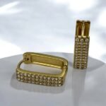 Σκουλαρίκια κρίκος ατσάλινα με ζιργκον χρώμα χρυσό-SK-780