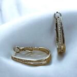 Σκουλαρίκια κρίκος ατσάλινα με ζιργκον χρώμα ασημί-SK-