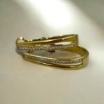 Σκουλαρίκια κρίκος ατσάλινα με ζιργκον χρώμα χρυσό-SK-781 - Image 2