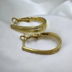 Σκουλαρίκια κρίκος ατσάλινα με ζιργκον χρώμα χρυσό-SK-781