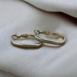 Σκουλαρίκια κρίκος ατσάλινα με ζιργκον χρώμα ασημί-SK-782 - Image 2