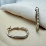 Σκουλαρίκια κρίκος ατσάλινα με ζιργκον χρώμα ασημί-SK-