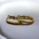 Σκουλαρίκια κρίκος ατσάλινα με ζιργκον χρώμα χρυσό-SK-782 - Image 2