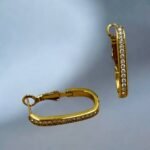 Σκουλαρίκια κρίκος ατσάλινα με ζιργκον χρώμα χρυσό-SK-782