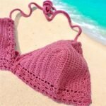 Μαγιό Χειποποίητο Πλεγμένο με Βελονάκι Χρώμα Ροζ