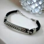Ανδρικό Βραχιόλι από ανοξείδωτο ατσάλι χρώμα ασημί/μαύρο-BR-