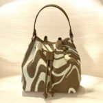 Bucket Bag με Abstract Print σε Taupe & Εκρού