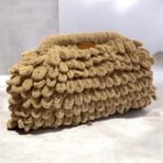 Χειροποίητη πλεκτή τσάντα puffy 40x22cm χρώμα Λαδί-PL-122-