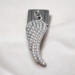 Italian Charms Ατσάλινο Φτερό Αγγέλου με Ζιργόν,Ασημί
