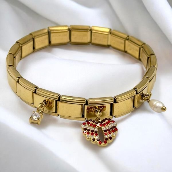Italian Charm Bracelet &Alpha;&tau;&sigma;ά&lambda;&iota;&nu;&omicron; &mu;&epsilon; &Kappa;ό&kappa;&kappa;&iota;&nu;&alpha; &Zeta;&iota;&rho;&gamma;&kappa;&omicron;&nu;,&Chi;&rho;&upsilon;&sigma;ό