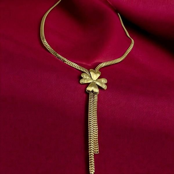 Ατσάλινο Κολιέ Γραβάτα Με Κρεμαστές Αλυσίδες,Χρυσό-Κ-
