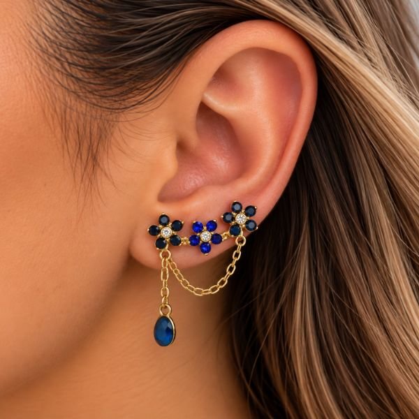 &Sigma;&kappa;&omicron;&upsilon;&lambda;&alpha;&rho;ί&kappa;&iota; &Alpha;&tau;&sigma;ά&lambda;&iota;&nu;&omicron; ear cuff Midnight Blue